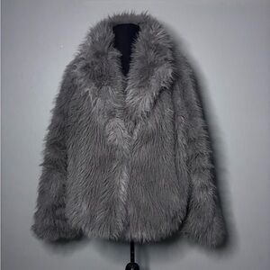 Grey Slavic Doll Faux Fur Women's Coat